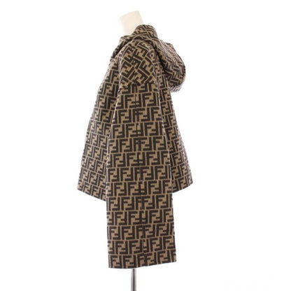 Fendi FF Logo Reversible Cropped Jacket Hoodie Outerwear 38 Black Beige