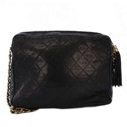 Chanel Matelasse Chain Shoulder Bag Fringe Coco Mark Leather Black No 1 KH • Oh