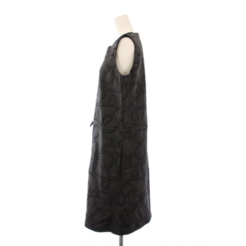 Hermes 25 AW Palfrowa Remix Print Sleeveless Dress Knee Length 36 Khaki KH