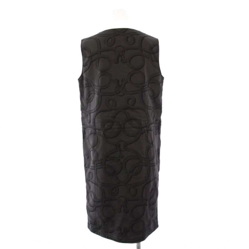 Hermes 25 AW Palfrowa Remix Print Sleeveless Dress Knee Length 36 Khaki KH