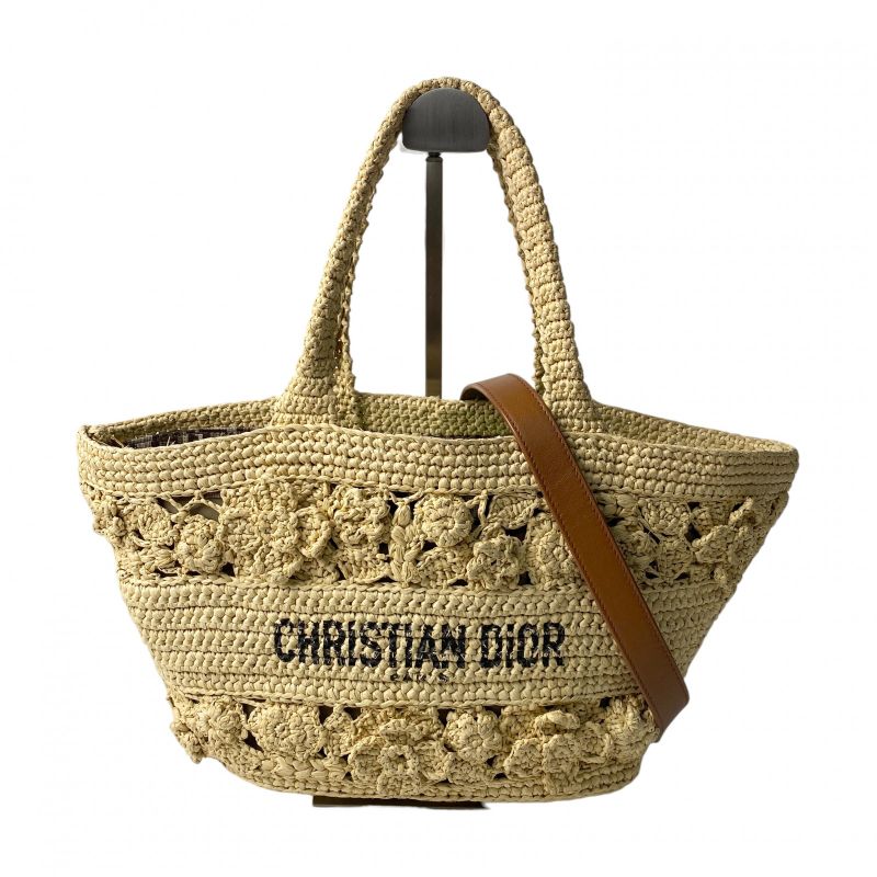 List Price: 800000 Dior Women's Pannier Chapeau Basket Bag Raffia 2way Shoulder