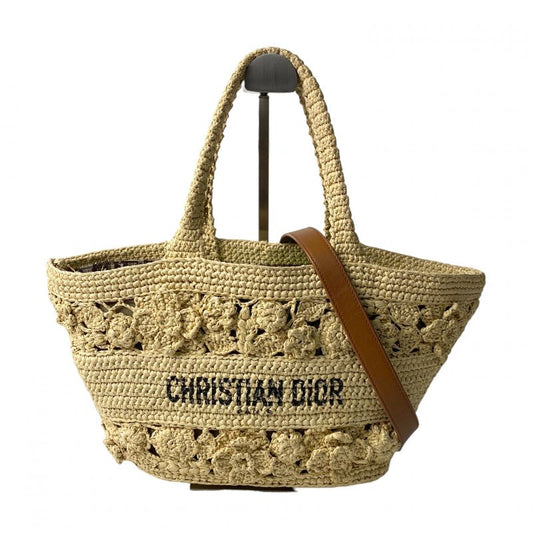 List Price: 800000 Dior Women's Pannier Chapeau Basket Bag Raffia 2way Shoulder
