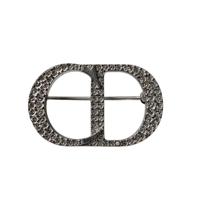 Dior Women's Rhinestone Logo Brooch Ag925