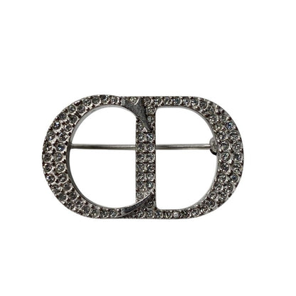 Dior Women's Rhinestone Logo Brooch Ag925