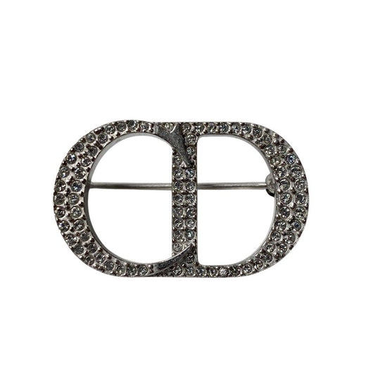 Dior Women's Rhinestone Logo Brooch Ag925