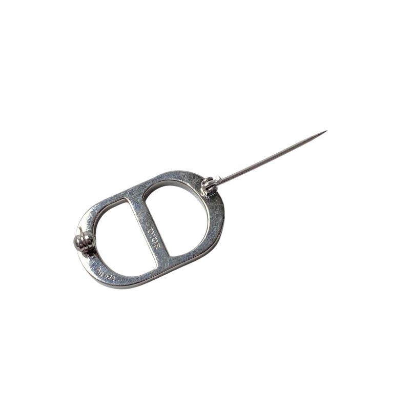 Dior Women's Rhinestone Logo Brooch Ag925