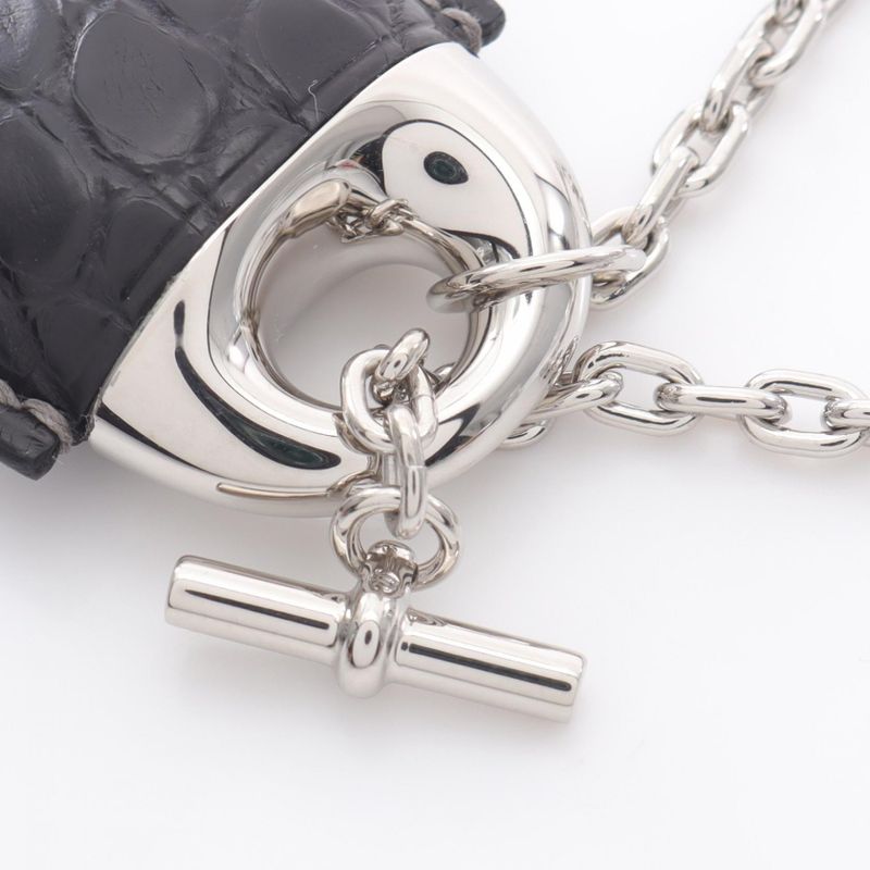 Hermes Necklace Gale Gene Stainless Steel Leather