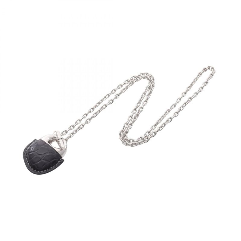 Hermes Necklace Gale Gene Stainless Steel Leather