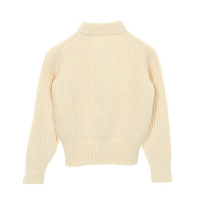 Hermes Knit Zip Up White Cashmere Sweater