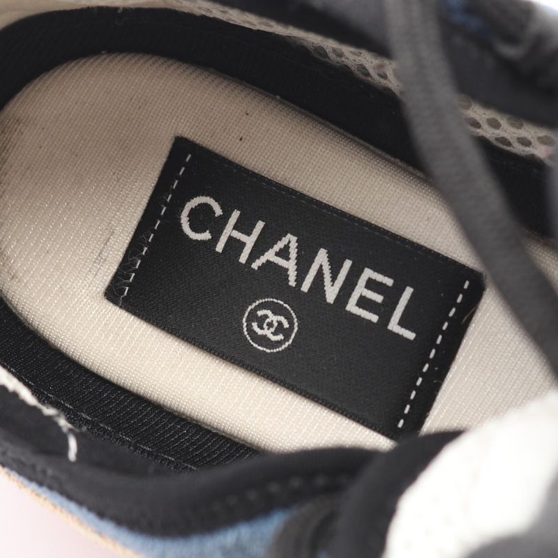 Chanel Sneakers Cocomark Beige Navy Pink Suede
