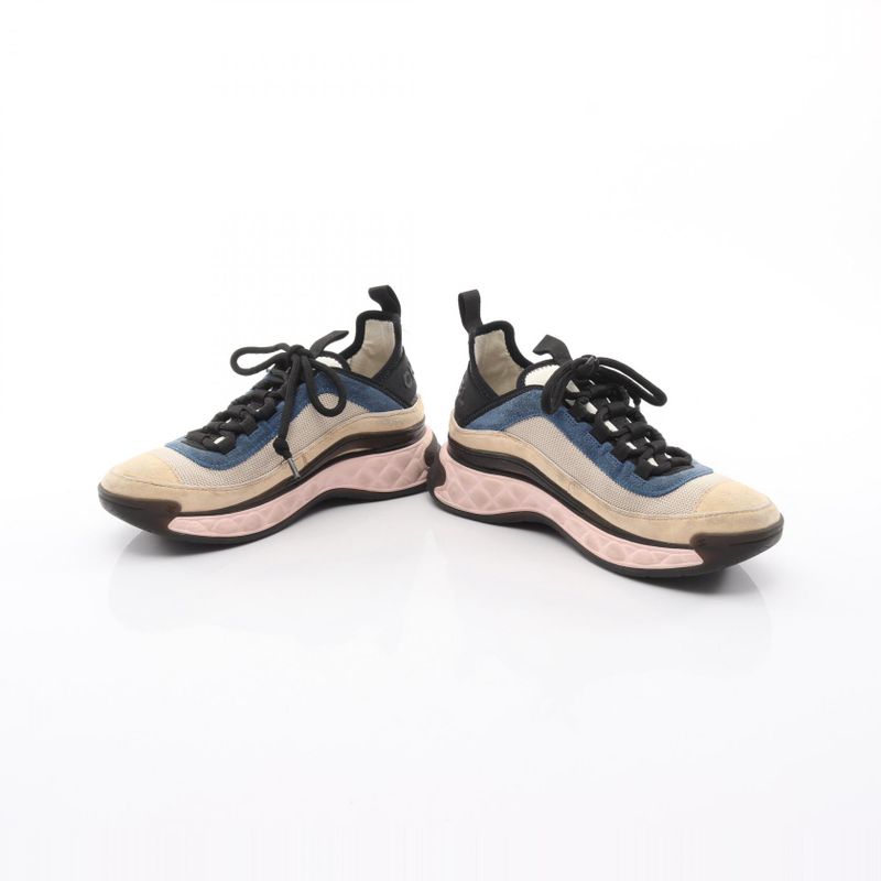 Chanel Sneakers Cocomark Beige Navy Pink Suede