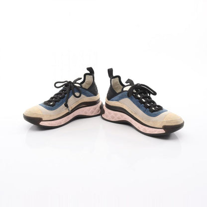 Chanel Sneakers Cocomark Beige Navy Pink Suede