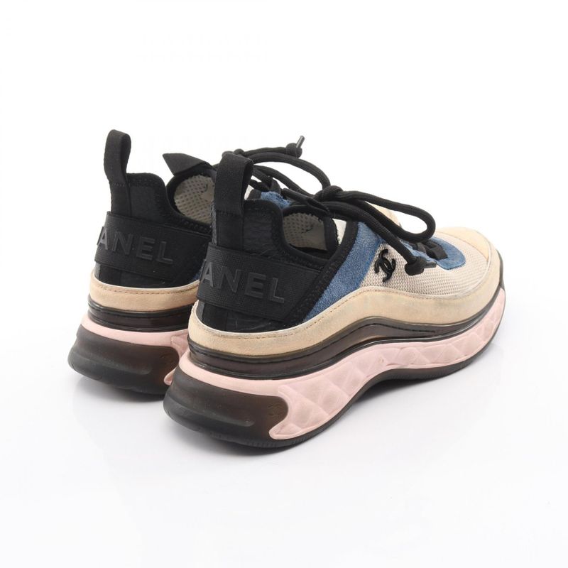 Chanel Sneakers Cocomark Beige Navy Pink Suede