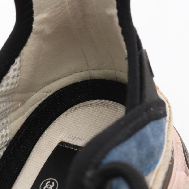 Chanel Sneakers Cocomark Beige Navy Pink Suede