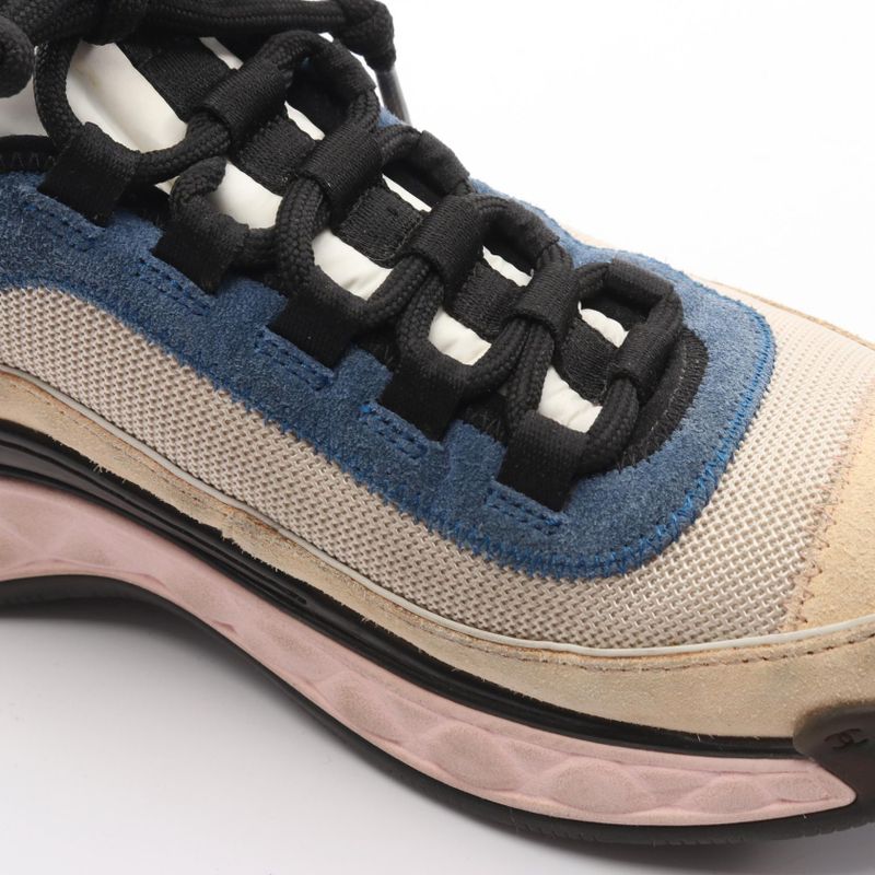 Chanel Sneakers Cocomark Beige Navy Pink Suede