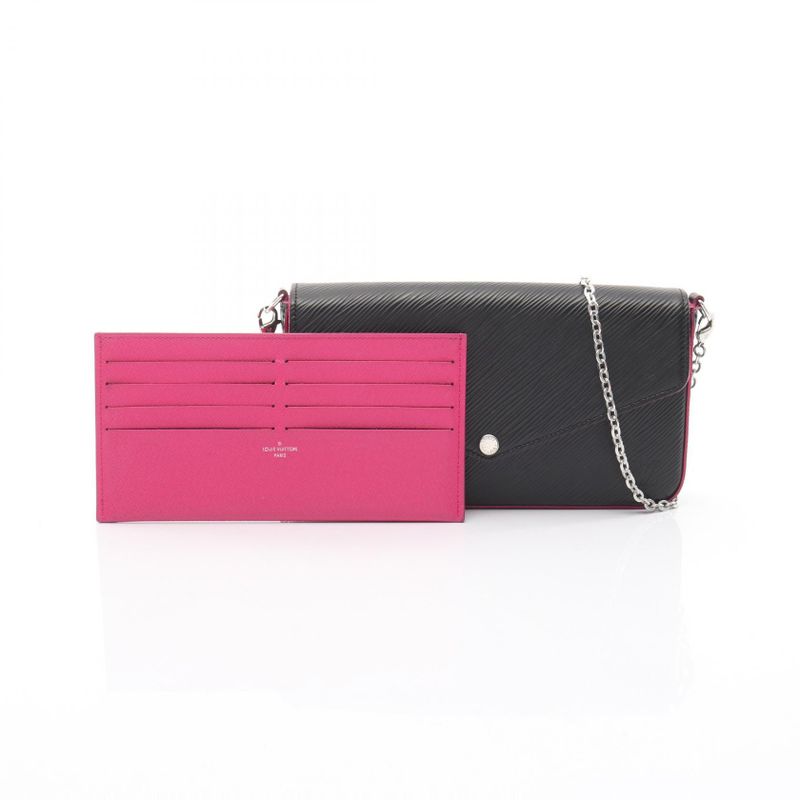 Louis Vuitton Shoulder Bag Pochette Felicie Epi Noir Black Hot Pink