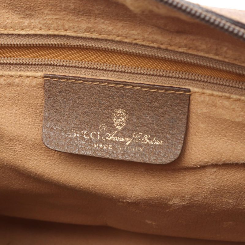 Gucci Handbag Old Gucci GG Plus Sherry Line 40.02.007 Beige Khaki PVC Coated