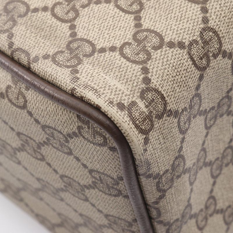 Gucci Handbag Old Gucci GG Plus Sherry Line 39.02.007 Beige Dark Brown PVC