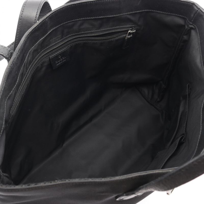 Gucci Tote Bag Sherry Line 337070 Black Canvas Leather Sherry Tote Bag Ladies