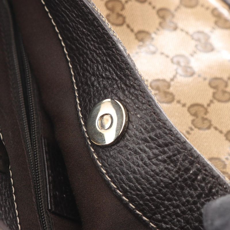 Gucci Shoulder Bag Horsebit 272386 Brown PVC Coated Canvas Leather Crystal One