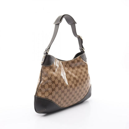 Gucci Shoulder Bag Horsebit 272386 Brown PVC Coated Canvas Leather Crystal One