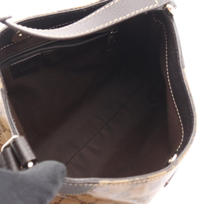 Gucci Shoulder Bag Horsebit 272386 Brown PVC Coated Canvas Leather Crystal One