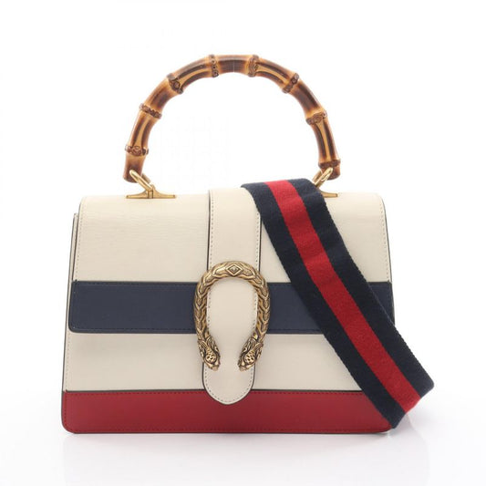 Gucci Handbag Bamboo Dionysus Medium 448075 Ivory Navy Red Leather Bamboo