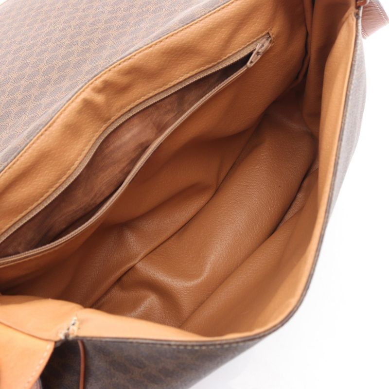 Celine Shoulder Bag Macadam Dark Brown Leather