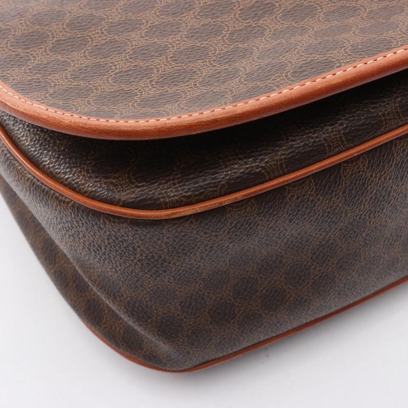 Celine Shoulder Bag Macadam Dark Brown Leather