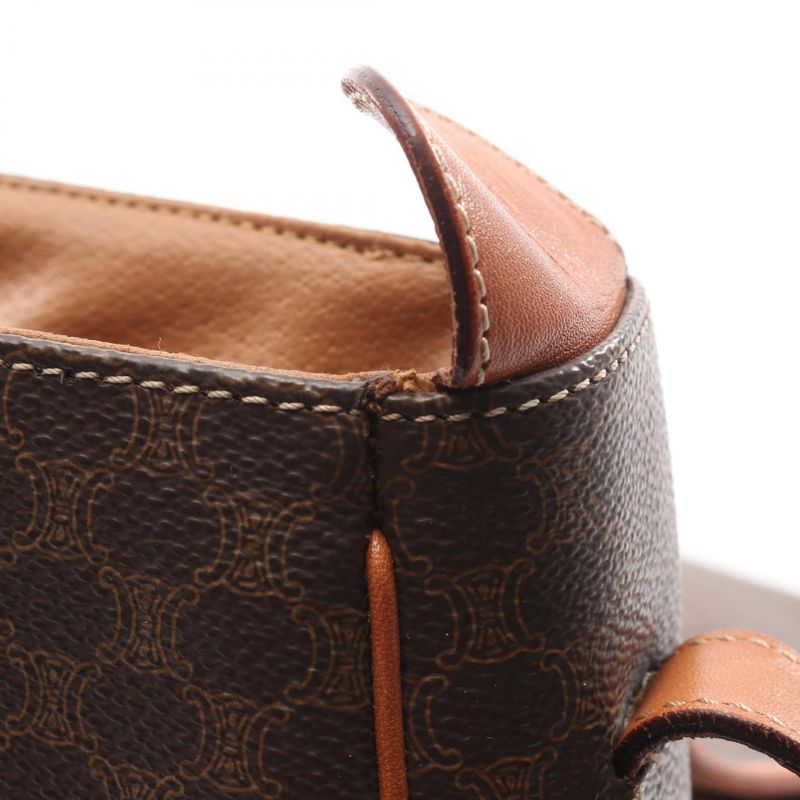 Celine Shoulder Bag Macadam Dark Brown Leather