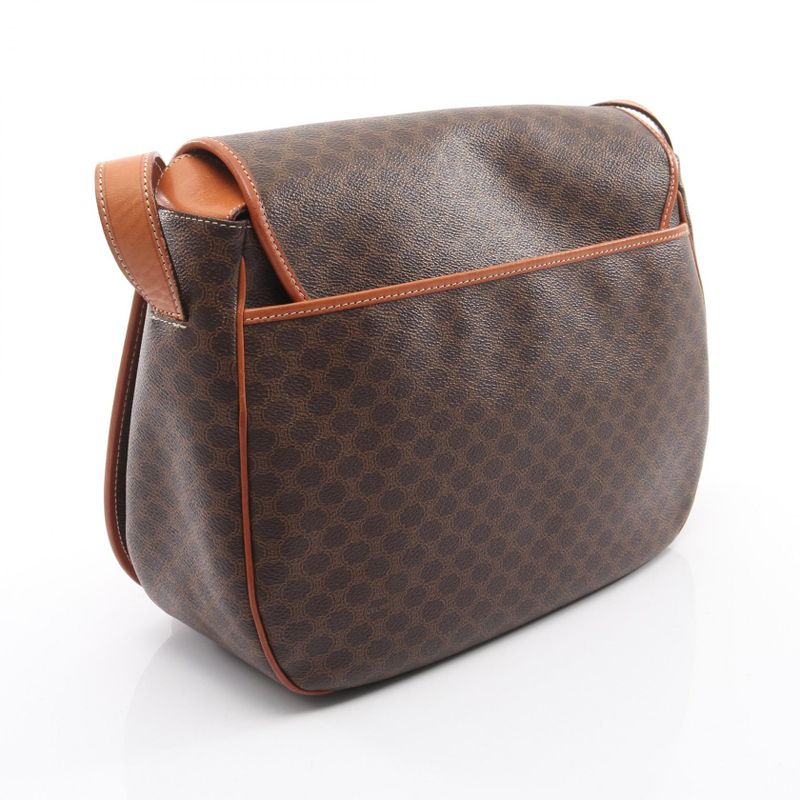 Celine Shoulder Bag Macadam Dark Brown Leather