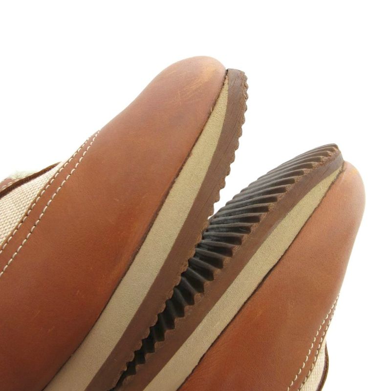 Hermes Quick Canvas Leather Sneakers Shoes 41 Brown Beige Uo • Gy62