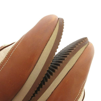 Hermes Quick Canvas Leather Sneakers Shoes 41 Brown Beige Uo • Gy62