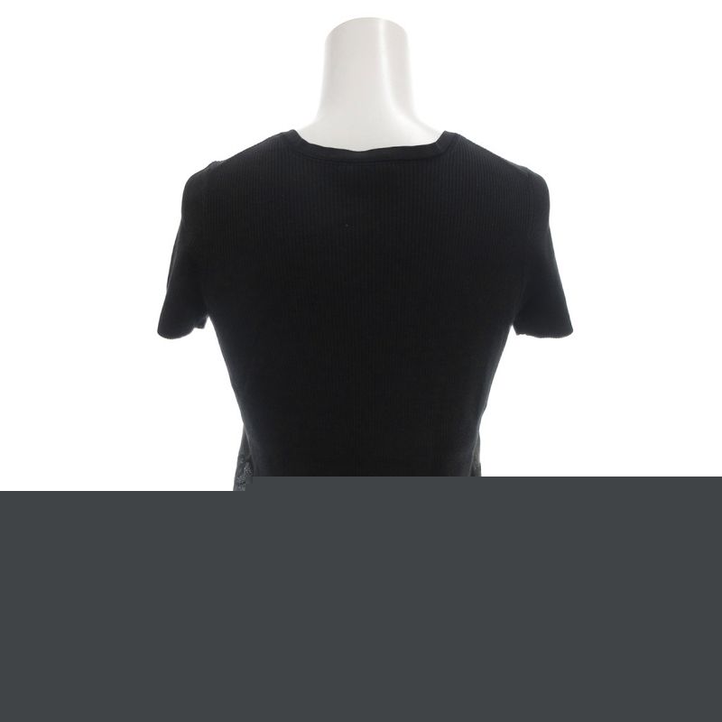 Chanel Vintage Rib Knit Coco Mark Mesh Switch Short Sleeve 36 Brown FF Gy62