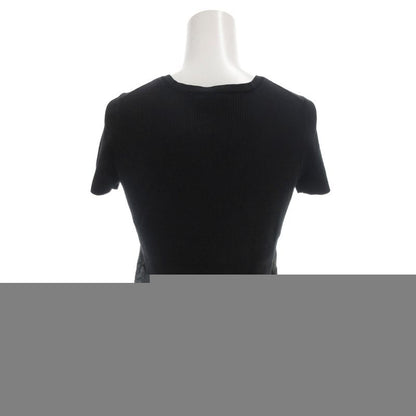Chanel Vintage Rib Knit Coco Mark Mesh Switch Short Sleeve 36 Brown FF Gy62