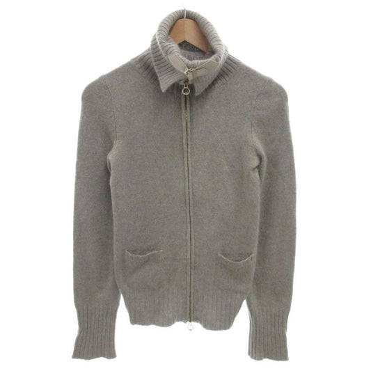 Gucci Zip Up Knit Blouson Neck Belt Turtleneck Cashmere Long Sleeve XS Gray FF