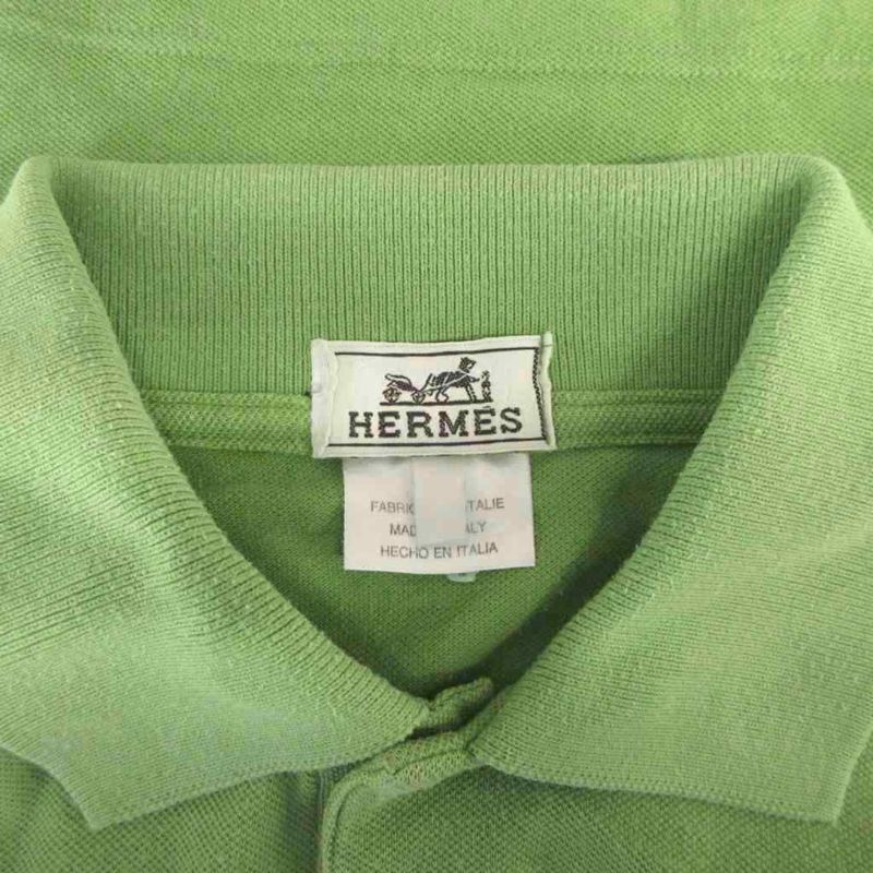 Hermes Polo Shirt Yellow Green Lime Green H Logo Embroidery FF • Gy62