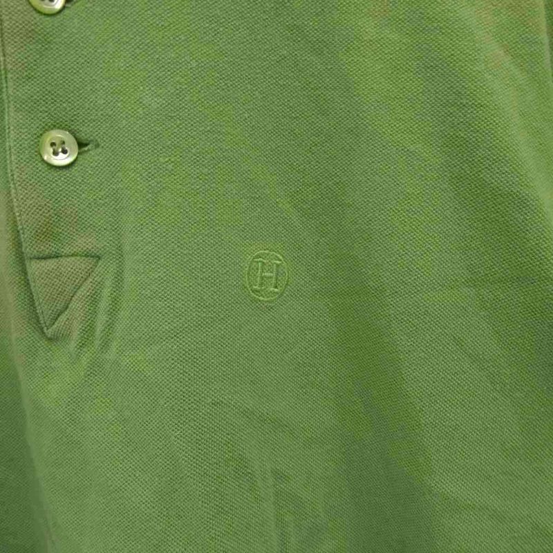 Hermes Polo Shirt Yellow Green Lime Green H Logo Embroidery FF • Gy62