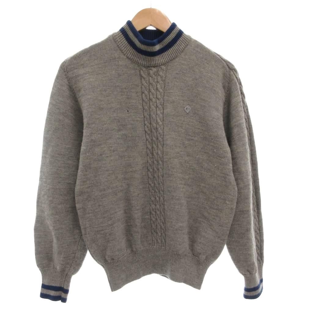 Christian Dior Vintage Knit Sweater M Long Sleeve Cable Gray /AE • GY53