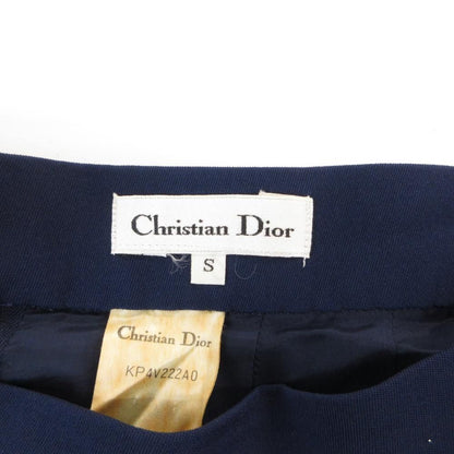 Christian Dior Vintage Tight Skirt S Tuck Knee Length Navy /AE • GY53