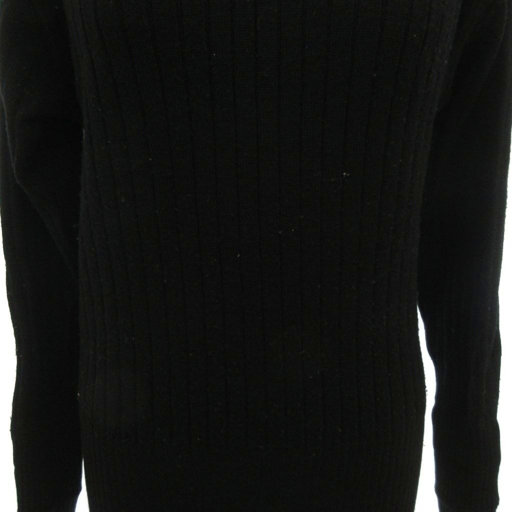 YVES SAINT LAURENT Vintage Rib Knit Sweater Long Sleeve V Neck Wool 3 Black /JS