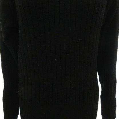 YVES SAINT LAURENT Vintage Rib Knit Sweater Long Sleeve V Neck Wool 3 Black /JS