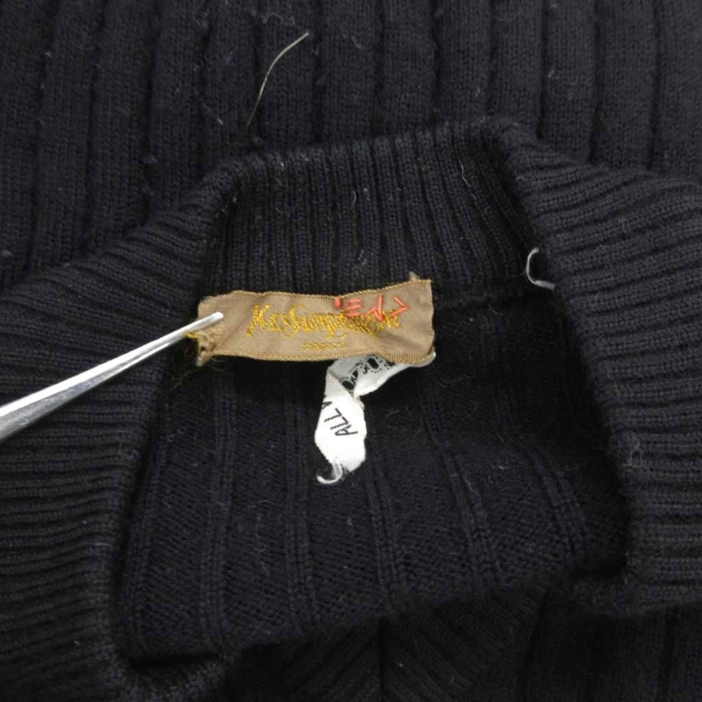 YVES SAINT LAURENT Vintage Rib Knit Sweater Long Sleeve V Neck Wool 3 Black /JS