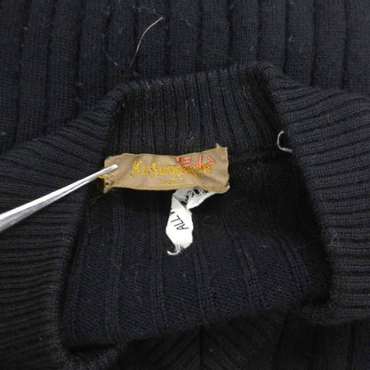 YVES SAINT LAURENT Vintage Rib Knit Sweater Long Sleeve V Neck Wool 3 Black /JS