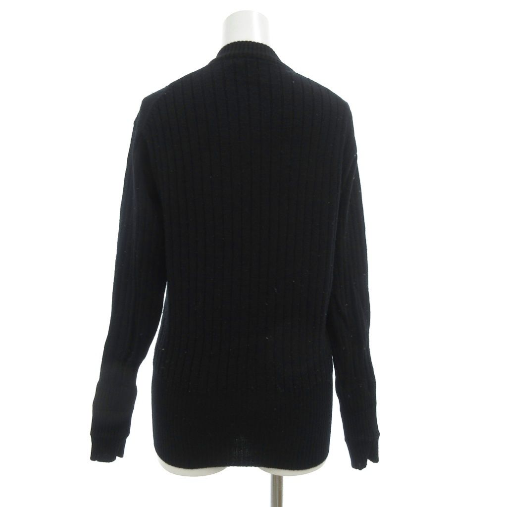 YVES SAINT LAURENT Vintage Rib Knit Sweater Long Sleeve V Neck Wool 3 Black /JS