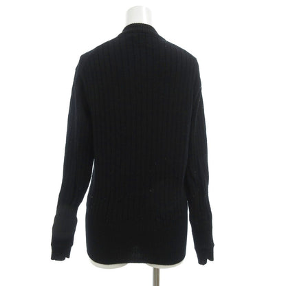 YVES SAINT LAURENT Vintage Rib Knit Sweater Long Sleeve V Neck Wool 3 Black /JS
