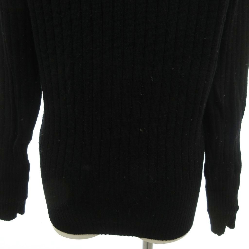 YVES SAINT LAURENT Vintage Rib Knit Sweater Long Sleeve V Neck Wool 3 Black /JS