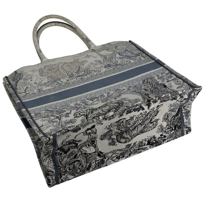 Christian Dior Book Tote Bag Large Reverse Toile De Jouy Embroidered Tote Bag