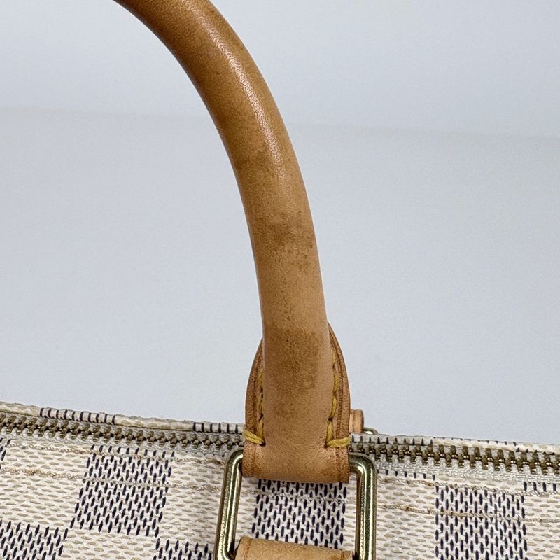 Louis Vuitton Speedy 25 Boston Bag Commuter Handbag Damier Azure White N41534