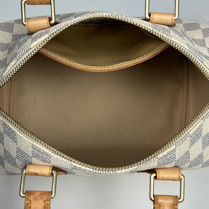 Louis Vuitton Speedy 25 Boston Bag Commuter Handbag Damier Azure White N41534